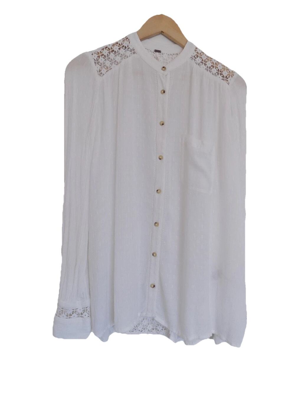 Free People Crochet Accent Eyelet Cutout Blouse size Small